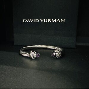 David Yurman Twisted Silver Bracelet with Purple Accents